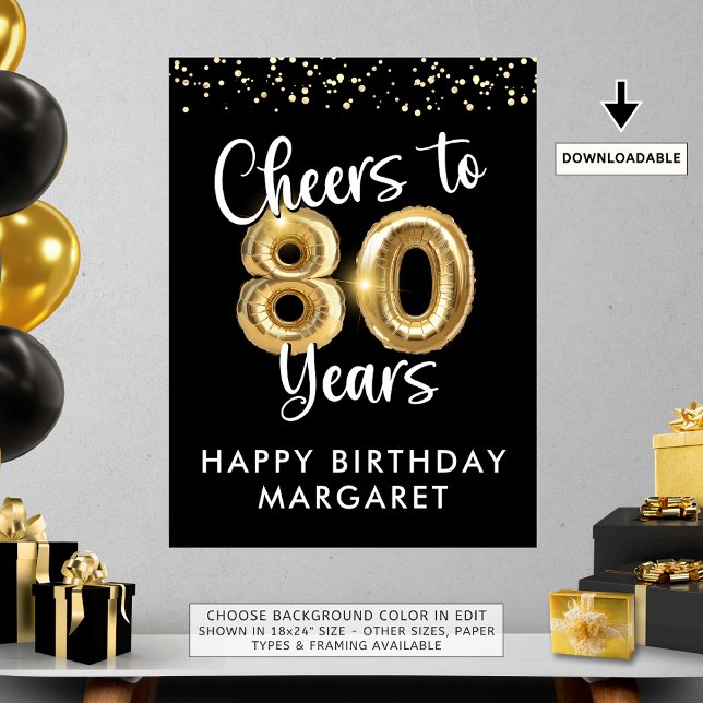 Anniversaire Cheers à 80 ans Affiche de bienvenue (Créateur téléchargé)