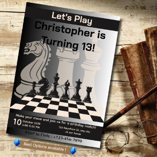 Anniversaire Chess Party Invitation Amusement Jeu 