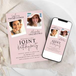 Anniversaire Commun   Invitation avec 2 Photos