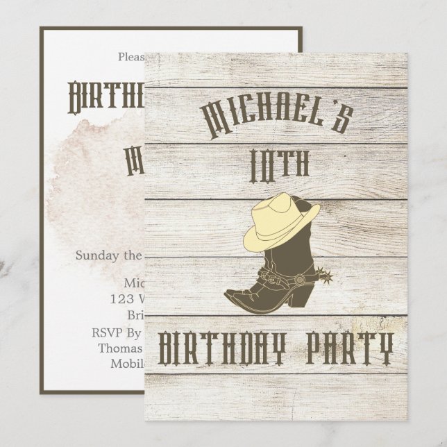 Anniversaire Cowboy Boys Age Party Invitation (Devant / Derrière)