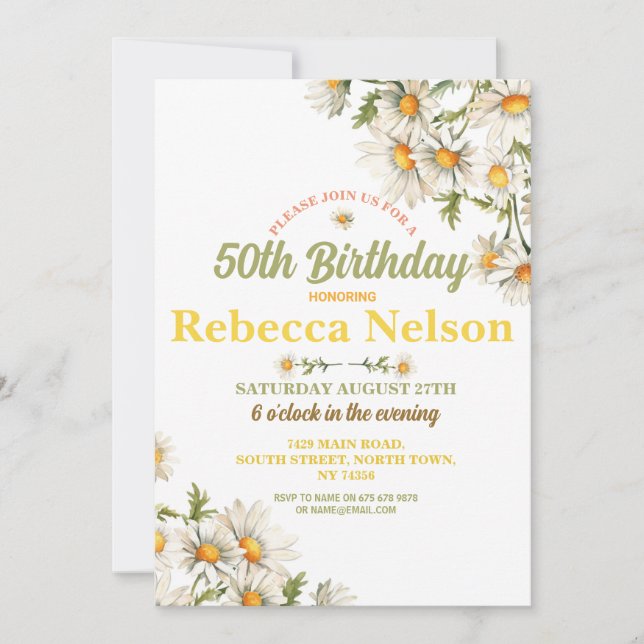 Anniversaire Daisy Invitation Fête N'Importe Quel  (Devant)