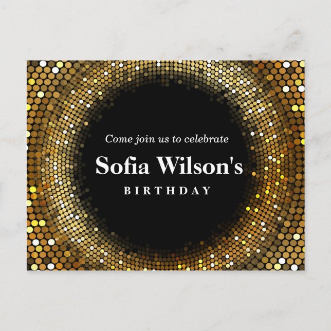 anniversaire de boule disco invitation par carte p (Devant)