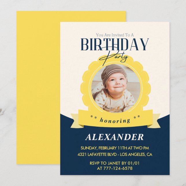 Anniversaire de enfant 1er anniversaire invitation (Devant / Derrière)