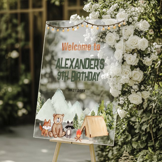 Anniversaire de enfant de camping moderne Woodland (Créateur téléchargé)