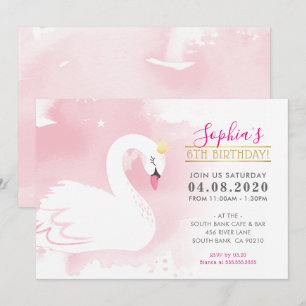 ANNIVERSAIRE DE ENFANT PARTY INVITATION cygne prin