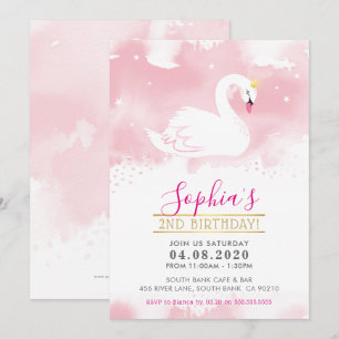 ANNIVERSAIRE DE ENFANT PARTY INVITATION cygne prin