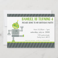 ANNIVERSAIRE DE ENFANT PARTY INVITATION joli robot