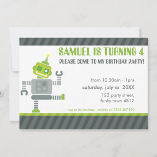 ANNIVERSAIRE DE ENFANT PARTY INVITATION joli robot