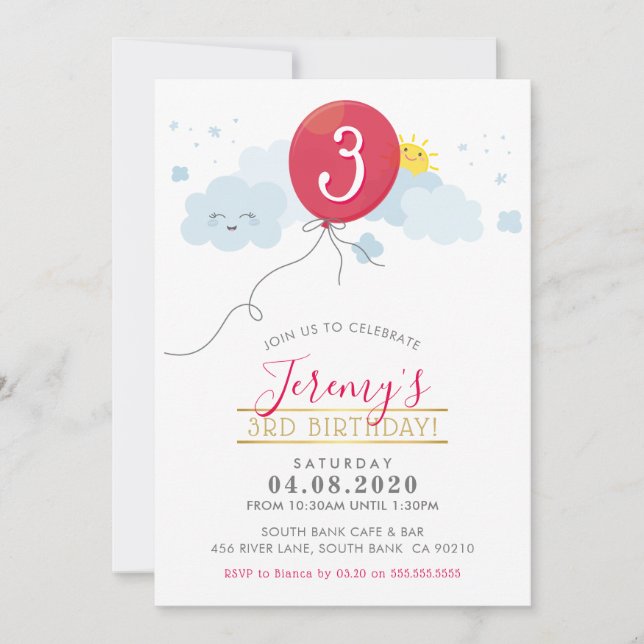ANNIVERSAIRE DE ENFANT PARTY INVITATION mignon bal (Devant)