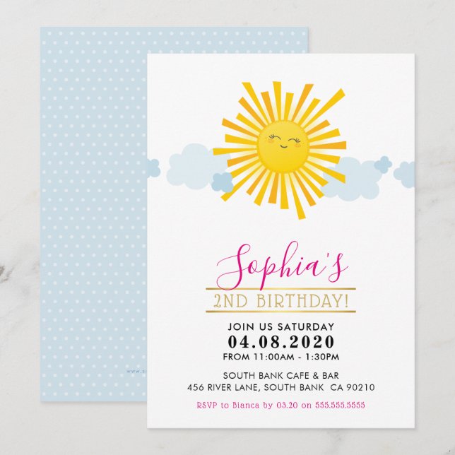 ANNIVERSAIRE DE ENFANT PARTY INVITATION mignon kaw (Devant / Derrière)