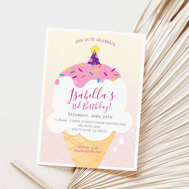 ANNIVERSAIRE DE ENFANT PARTY INVITATION rétro cône (Créateur téléchargé)