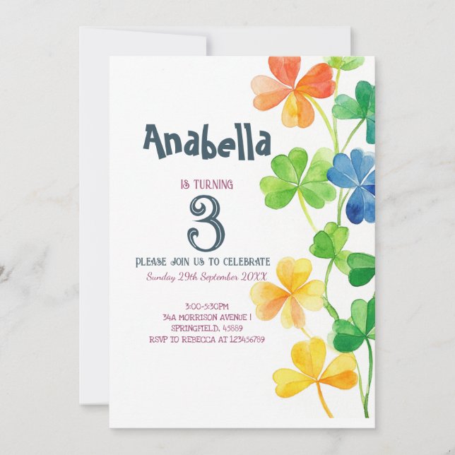 Anniversaire de enfant party Invitation st Patrick (Devant)