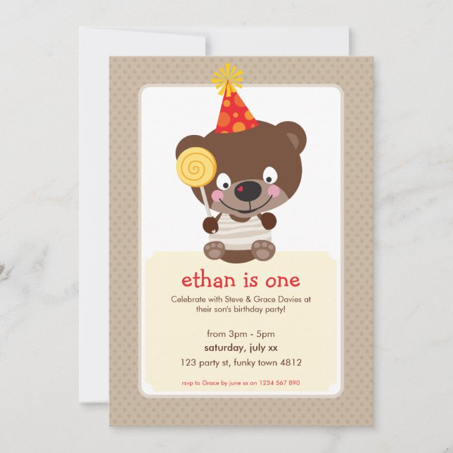 ANNIVERSAIRE DE ENFANT PARTY nounours INVITATION l (Devant)