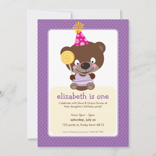 ANNIVERSAIRE DE ENFANT PARTY nounours INVITATION l (Devant)