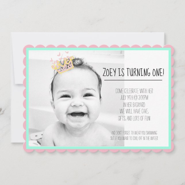 anniversaire de enfant simple invitation fille gar (Devant)