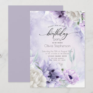 Anniversaire de fête Lilac Poppy Invitation