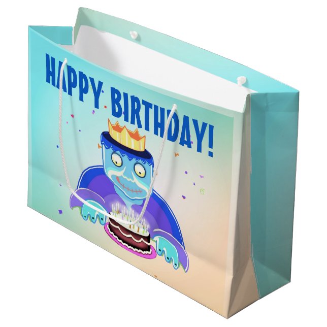Anniversaire de Frankie ! (grand) sac cadeau (Devant Angle)