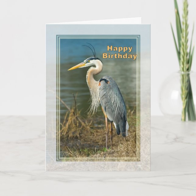 Anniversaire de la carte d'oiseau Great Blue Heron (Devant)