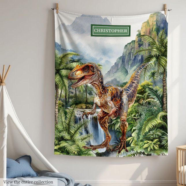Anniversaire de la couverture de dinosaure préhist (Personalized Prehistoric Dinosaur Blanket Birthday Gift)