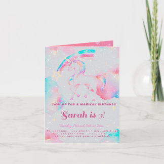 anniversaire de la licorne Invitation pliée