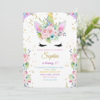 Anniversaire De La Unicorne Avec Invitation De Par