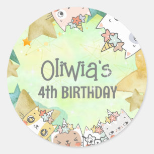 Anniversaire de maïs magique Sticker rond classiqu