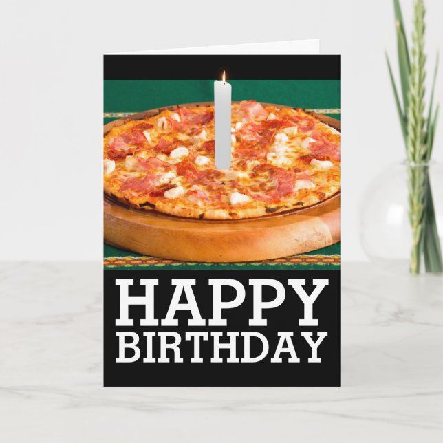 ANNIVERSAIRE DE PEPPERONI PIZZA CARTE DE CANDLE (Devant)