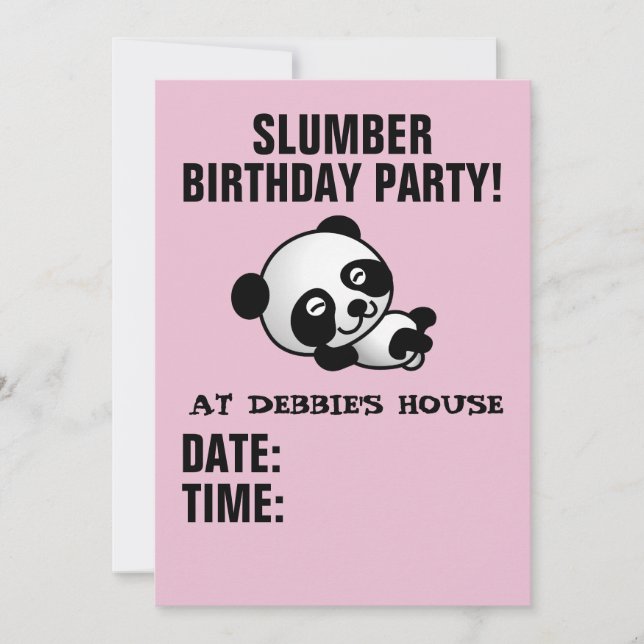 ANNIVERSAIRE DE SLUMBER INVITATIONS DE PANDA BEAR (Devant)