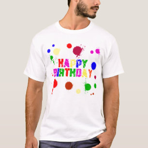 Anniversaire de T-shirt de peinture d'éclaboussur