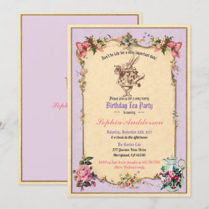 Anniversaire de thé de l'après-midi invitation vio