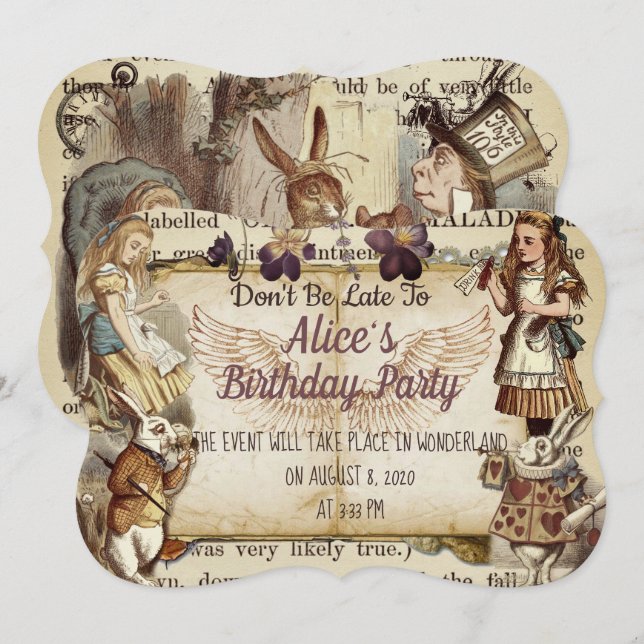Anniversaire de Wonderland Invitation (Devant / Derrière)