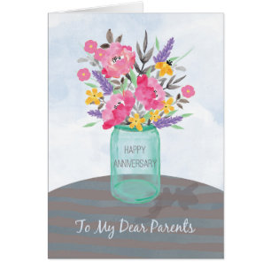 Anniversaire des parents Jar Vase avec fleurs