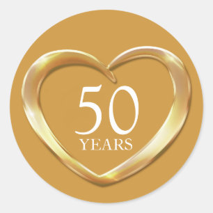 Anniversaire d'or 50 ans autocollant coeur