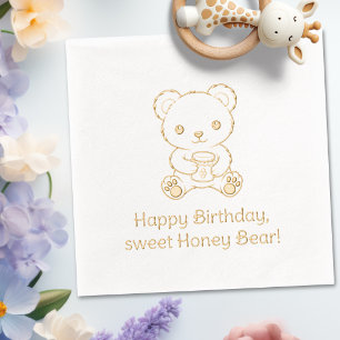 Anniversaire d'ours mignon tenant un pot de miel