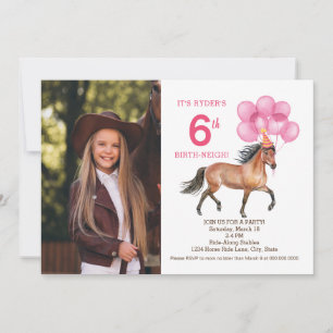 Anniversaire du Cheval Rose Invitation photo