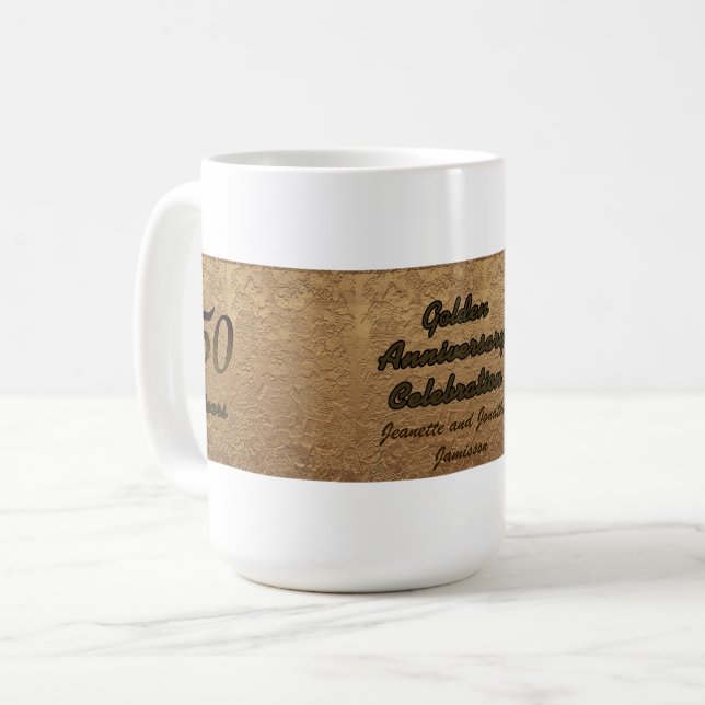 Anniversaire du Mariage d'or, 50e, Nom, Mug de caf (Devant gauche)