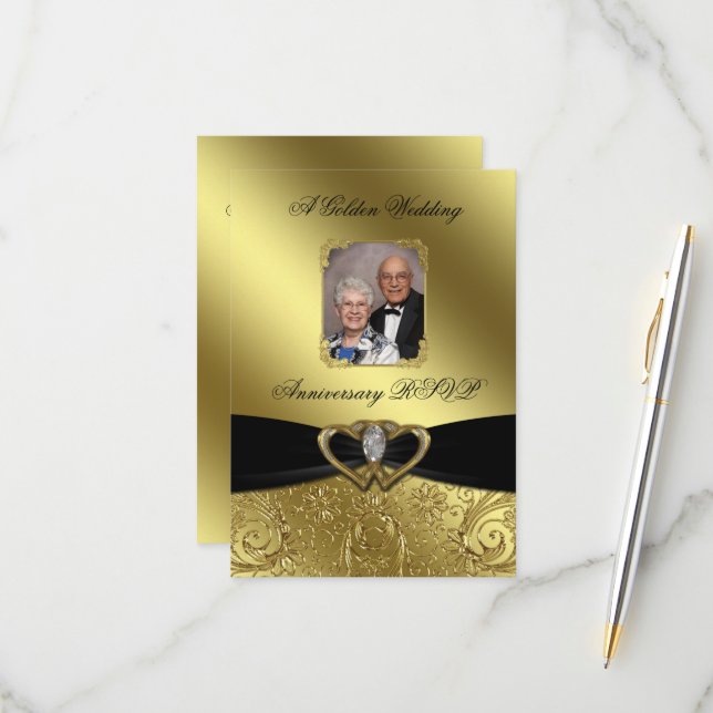 Anniversaire du Mariage d'or Photo RSVP (Devant/Arrière en situation)
