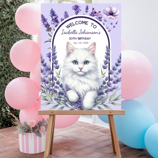 Anniversaire élégant de Lavande et de Chat (Créateur téléchargé)