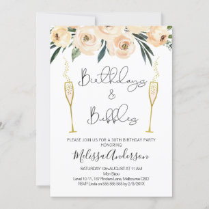 Anniversaire Et Bubbly Floral Invitation Anniversa