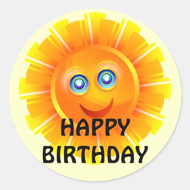 ANNIVERSAIRE: Étiquette d'anniversaire Sunshine (Devant)