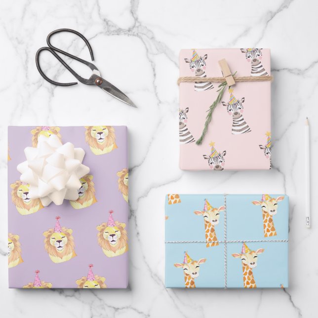 Anniversaire fête animal thème cadeau papier envel (Recto)