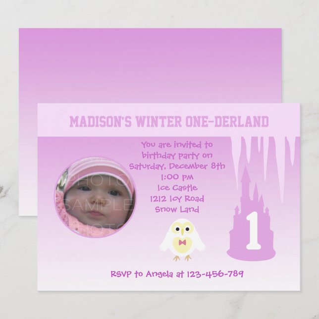 Anniversaire Fille hiver Onederland invitation (Devant / Derrière)