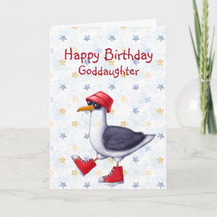 Anniversaire Godgirl Amusante jolie carte d'oiseau