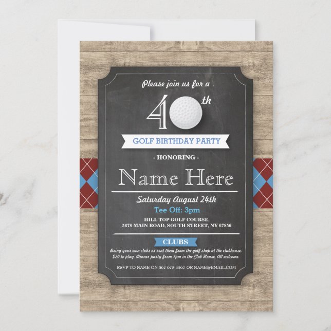 Anniversaire Golf Ball 30e 40e 50e Invitation (Devant)