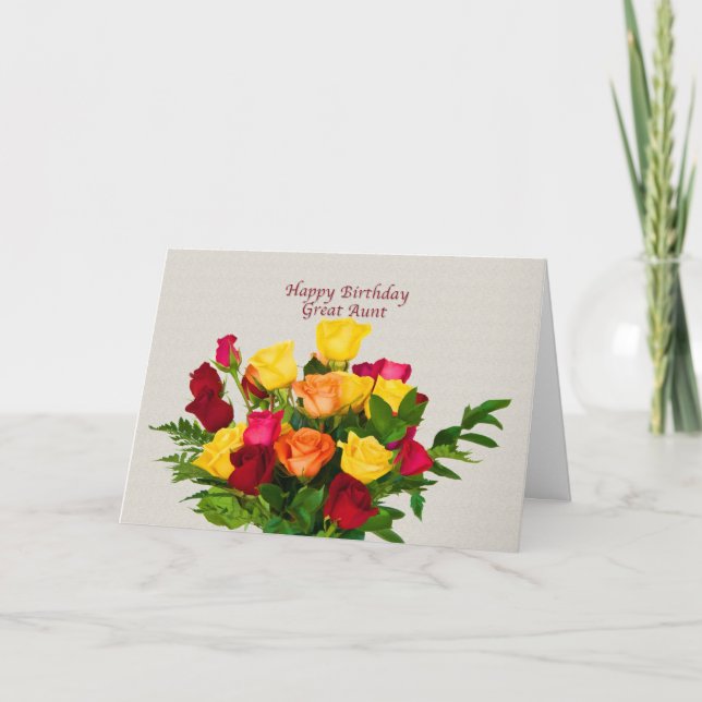 Anniversaire, Grande Tante, Carte Rose Bouquet (Devant)