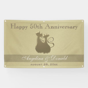 Anniversaire heureux d'or de mariage, bannière de
