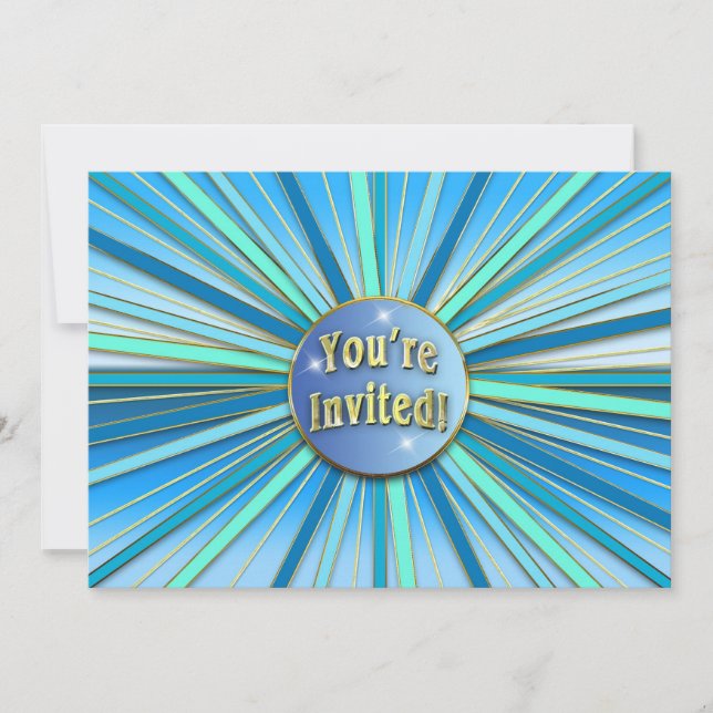 ANNIVERSAIRE INVITATION À LA FÊTE - BLEUE DE SOLEI (Devant)