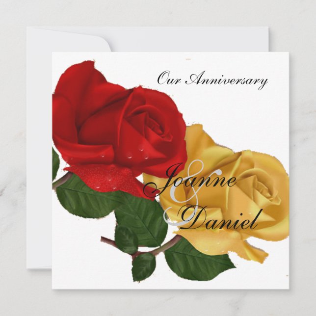 Anniversaire Invitation Blanc Rouge Rose jaune Flo (Devant)
