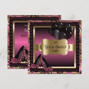 Anniversaire Invitation Leopard rose High Heels