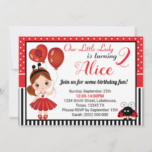 Anniversaire Ladybug Invitation avec la petite fil